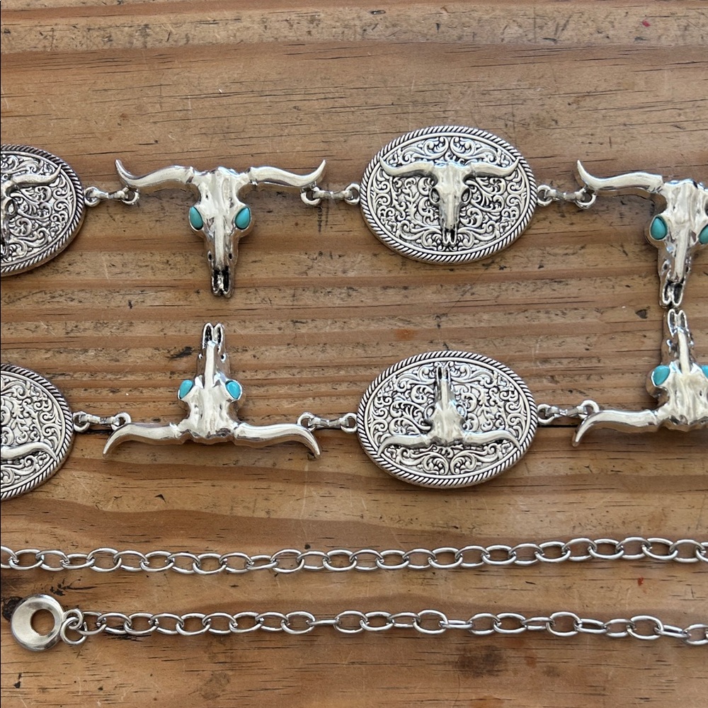 Faux Silver and Turquoise Western Belt